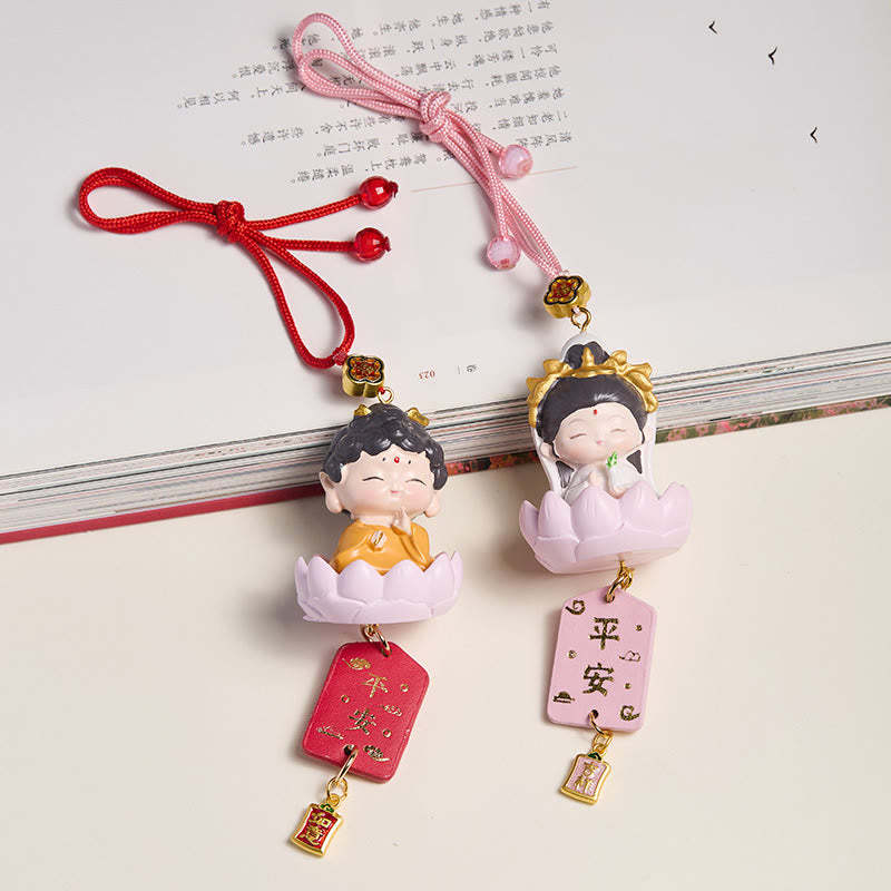 Lotus Avalokitesvara mystic zen Fu Character Wealth Car Hanging Decoration