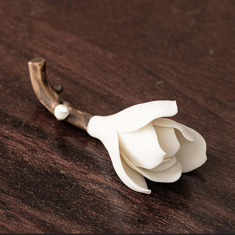 Gardenia Flower Pattern Ceramic Healing Incense Burner Decoration