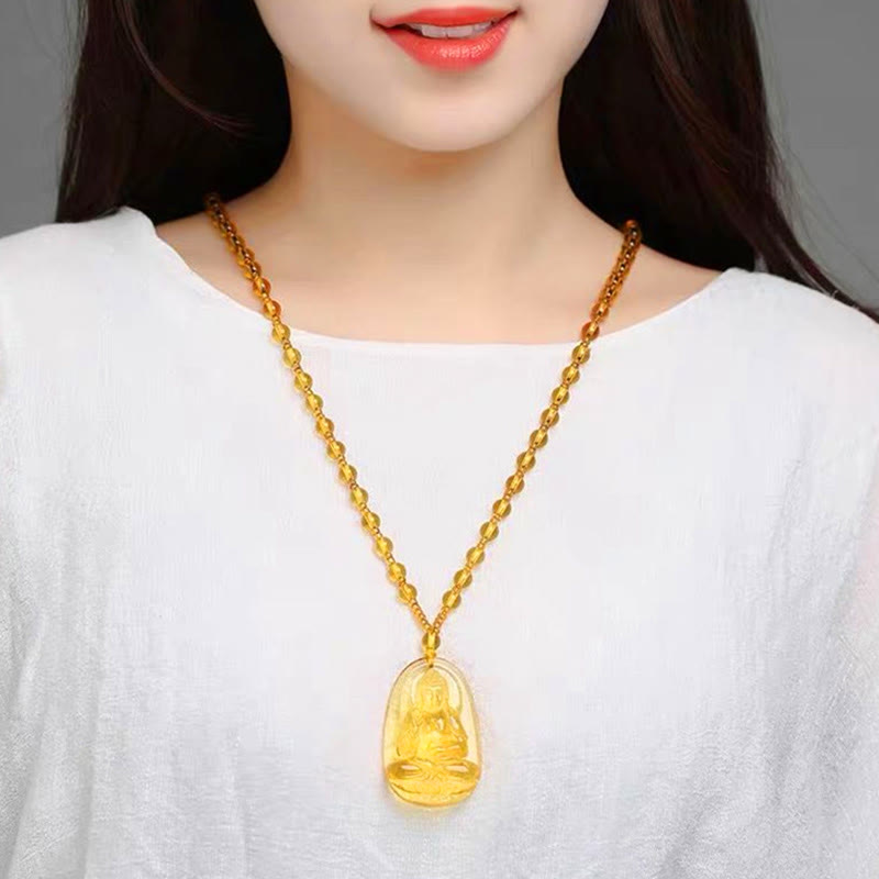 Citrine Guardian mystic zen Serenity Pendant Necklace (Extra 40% Off | USE CODE: FS40)
