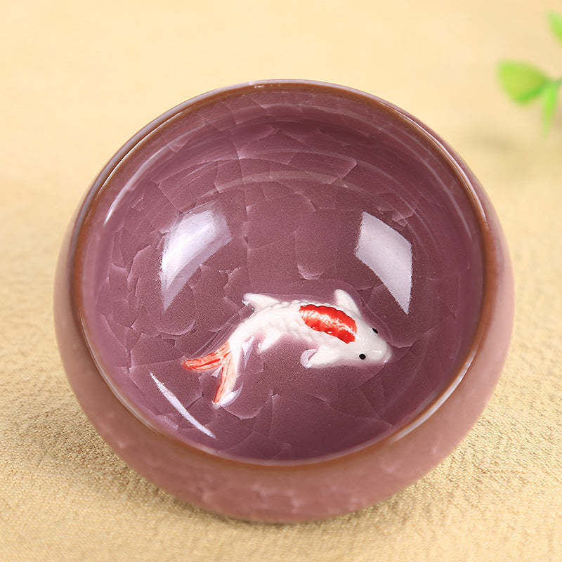 Cute Koi Fish Ceramic Teacup Kung Fu Tea Cup Bowl 45ml