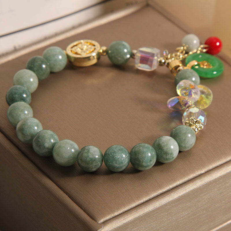 Strawberry Quartz Jade Fu Character Charm Healing Bracelet