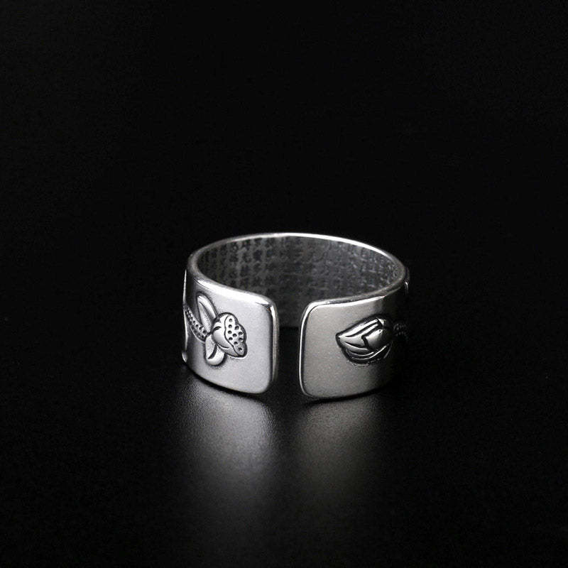 Tibetan Lotus White Copper Enlightenment Ring