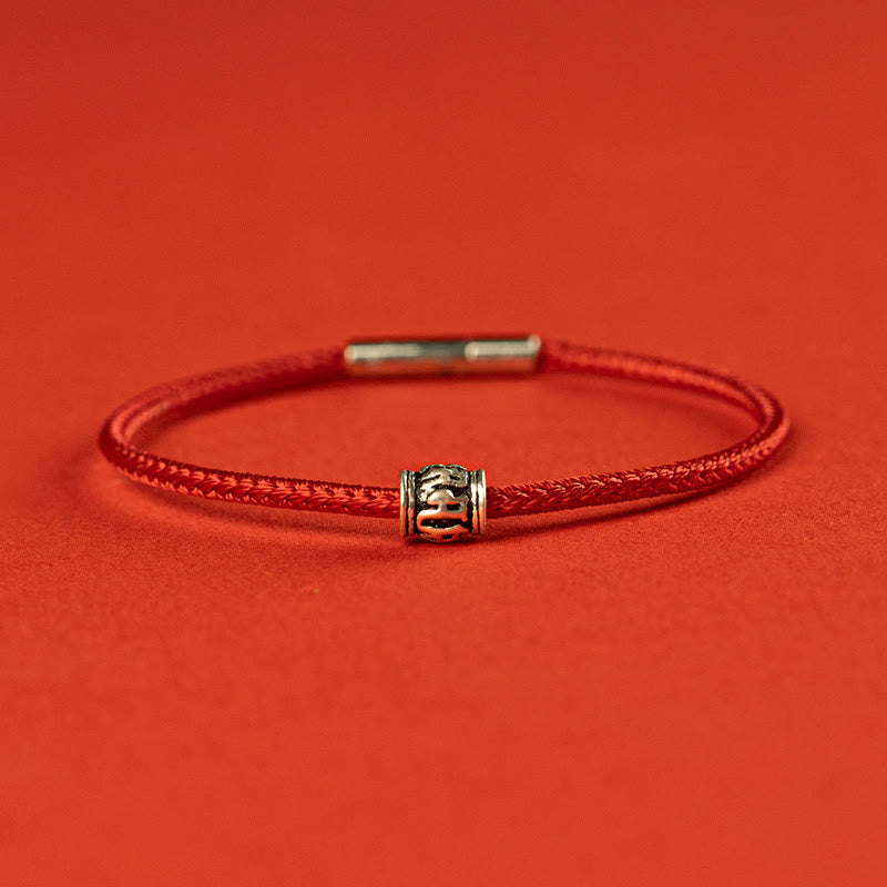Red String Black String Six True Words 925 Sterling Silver Peace Bracelet