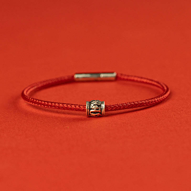 Red String Black String Six True Words 925 Sterling Silver Peace Bracelet