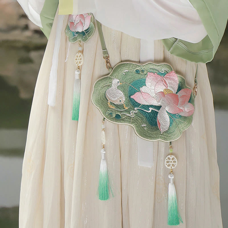 Luck Embroidery Lotus Koi Fish Rabbit Flower Hanfu Bag Crossbody Bag Shoulder Bag