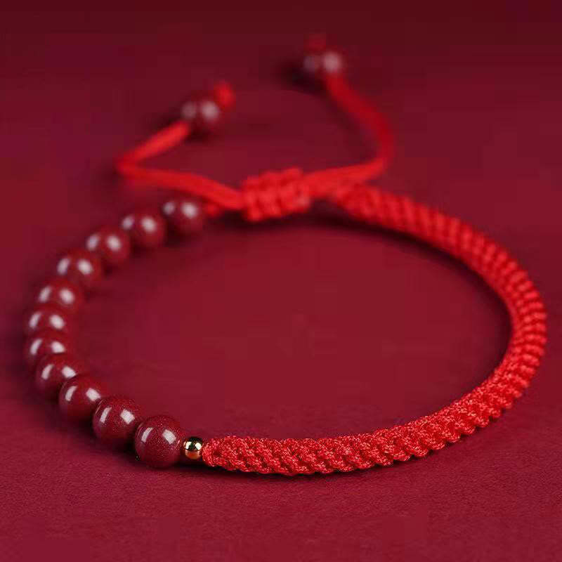Natural Cinnabar King Kong Knot Blessing String Bracelet