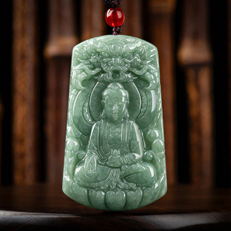 Tathagata mystic zen Dragon Jade Amulet Serenity String Necklace