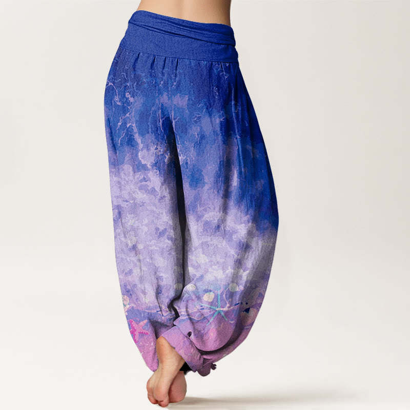 Vast Ocean Pattern Women's Elastic Waist Harem Pants