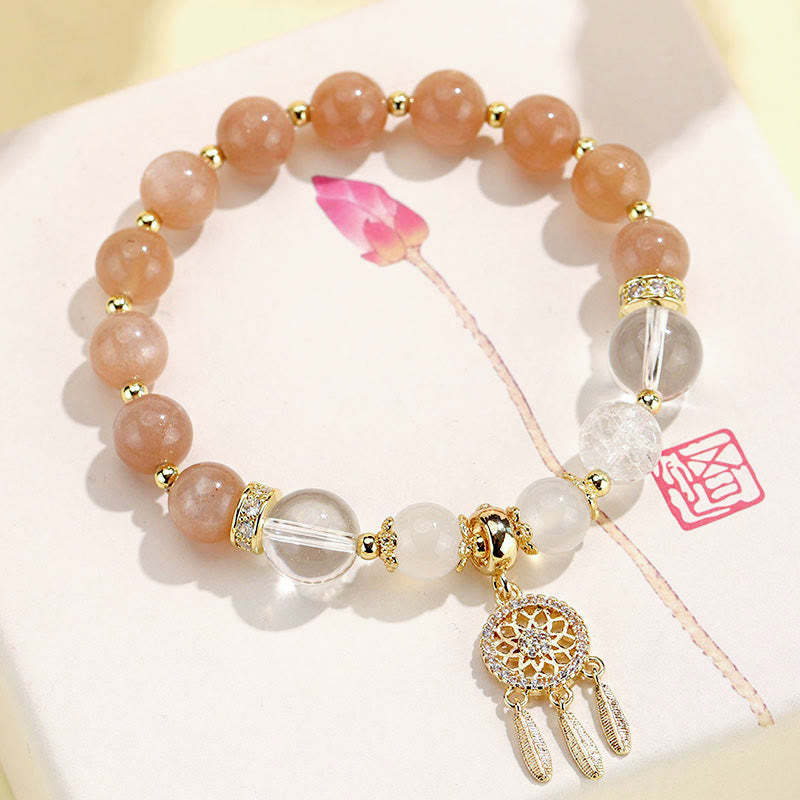 Green Strawberry Quartz Amethyst Crystal Dreamcatcher Healing Bracelet