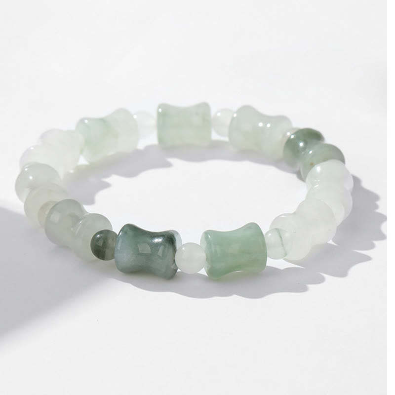 Jade Coconut Shell Bamboo Pattern Abundance Luck Bracelet