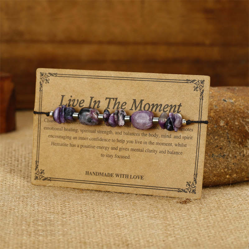 Live In The Moment Charoite Hematite Powerful Bracelet