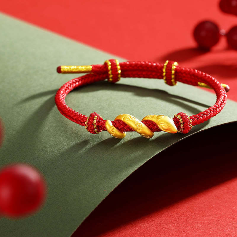 999 Gold Red String Year Of The Snake Protection Bracelet