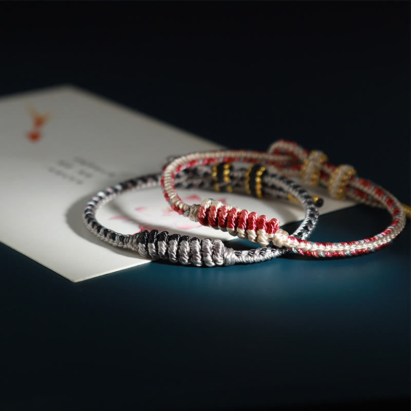 Tibetan Handmade Eight Thread Peace Knot Prayer Wheel Braided Protection Bracelet