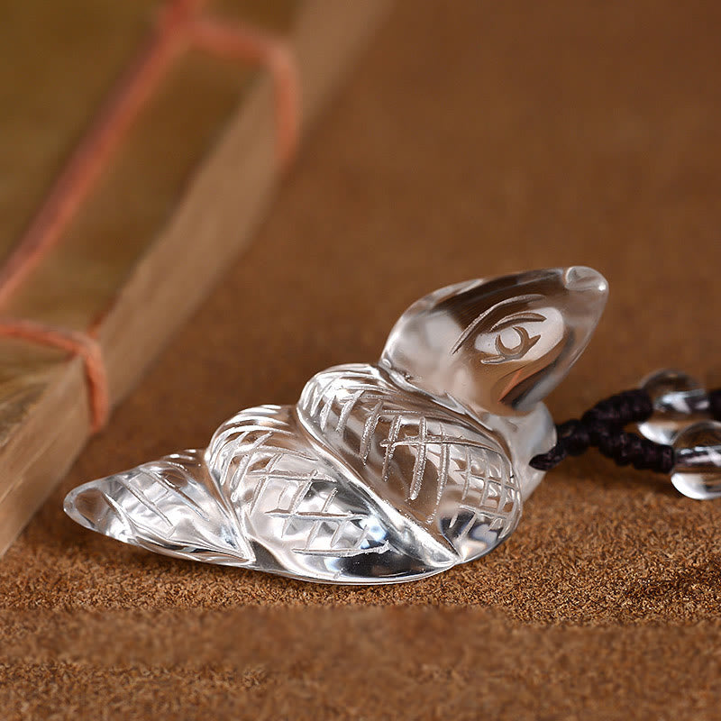 Chinese Zodiac White Crystal Protection Necklace Pendant