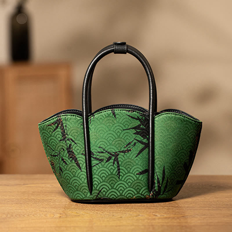 Curve Bamboo Flower Shape Xiangyunsha Silk Crossbody Bag Hangbags