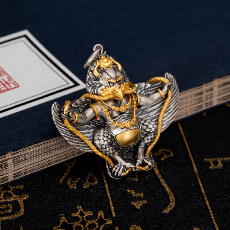 925 Sterling Silver Tibetan Garuda Bird Wisdom Necklace Pendant