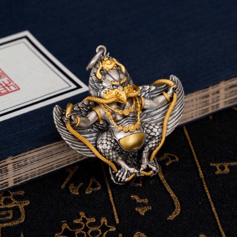 925 Sterling Silver Tibetan Garuda Bird Wisdom Necklace Pendant