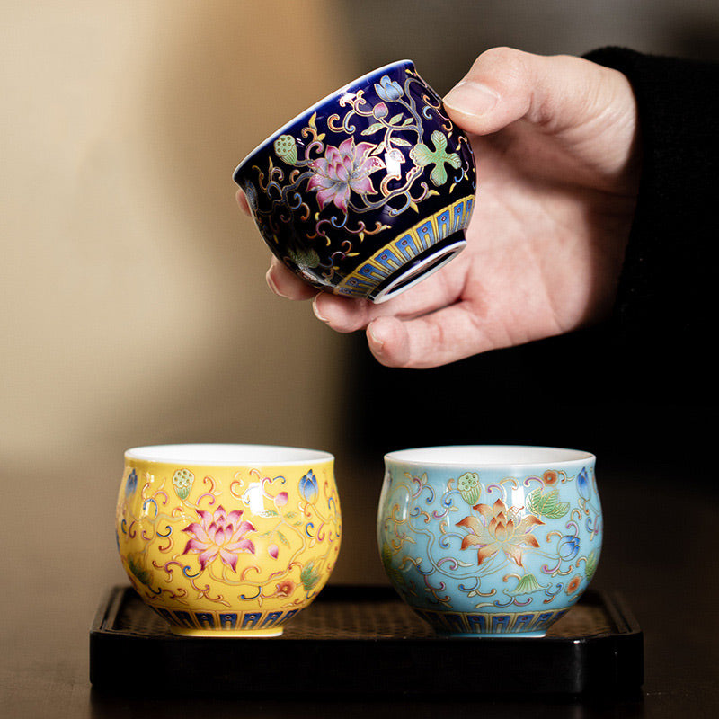 Lotus Flower Pod Pattern Ceramic Teacup Kung Fu Tea Cup 80ml