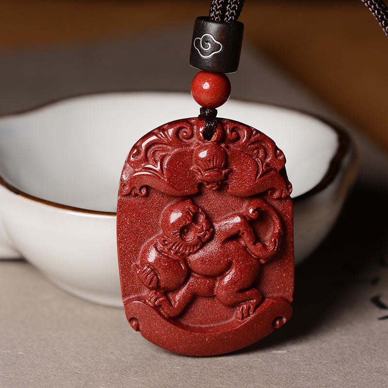 Chinese Zodiac Cinnabar Calm Concentration Necklace Pendant