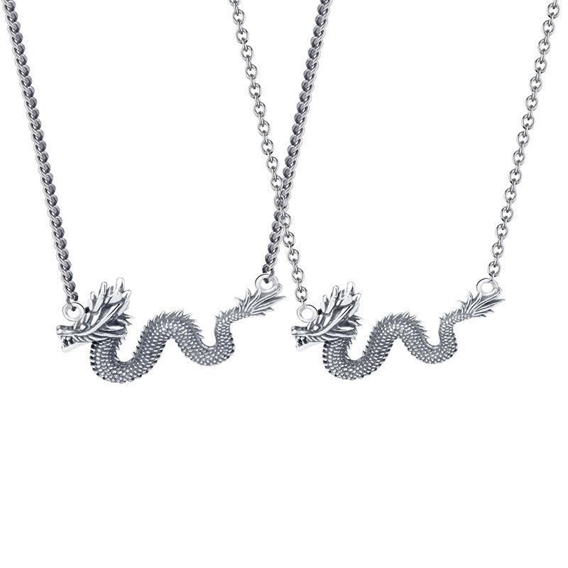 925 Sterling Silver Year Of The Dragon Auspicious Dragon Protection Chain Necklace Pendant