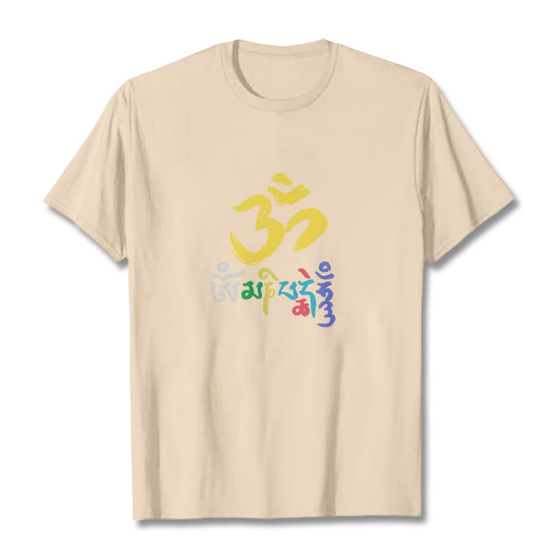 Colorful Om Mani Padme Hum Cotton Tee T-shirt