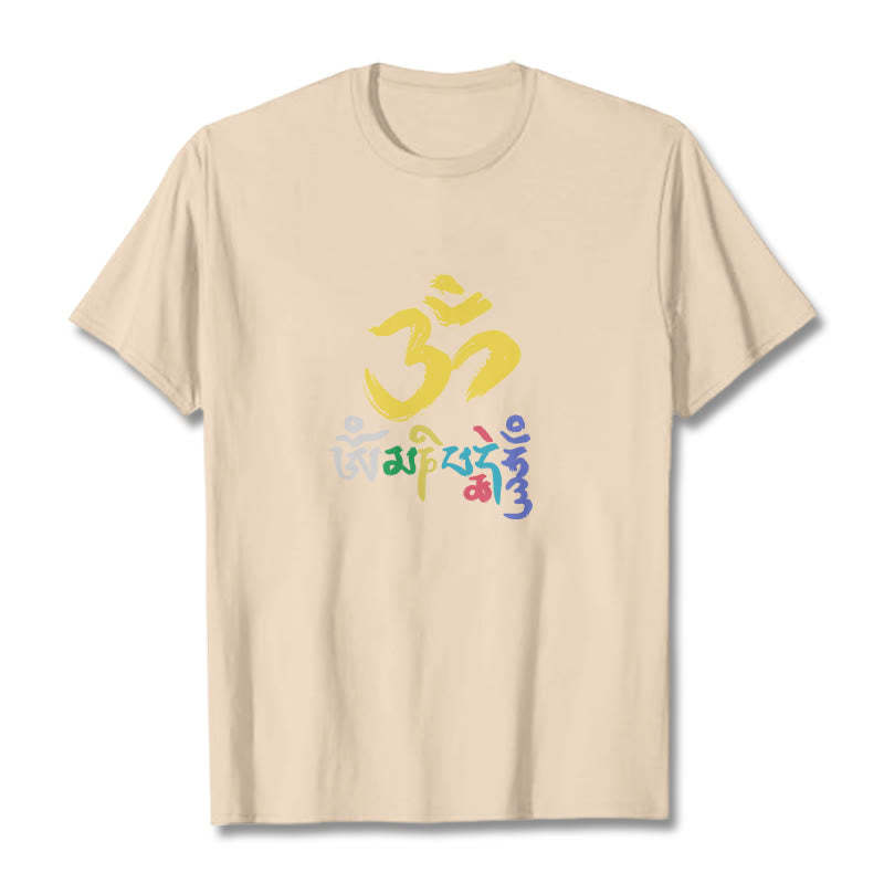 Colorful Om Mani Padme Hum Cotton Tee T-shirt