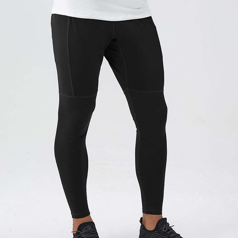 High Waist Quick Dry Breathable Fitness Men's Leggings Pants With Zipper Pocket
