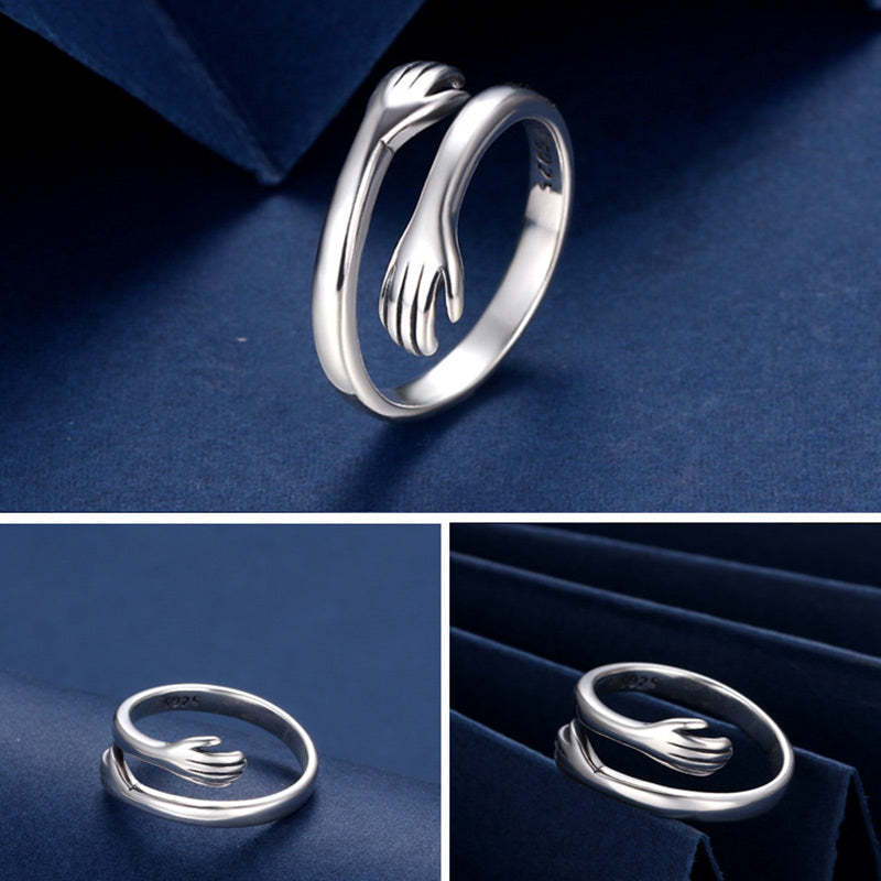 925 Sterling Silver Love Hug Thumb Ring