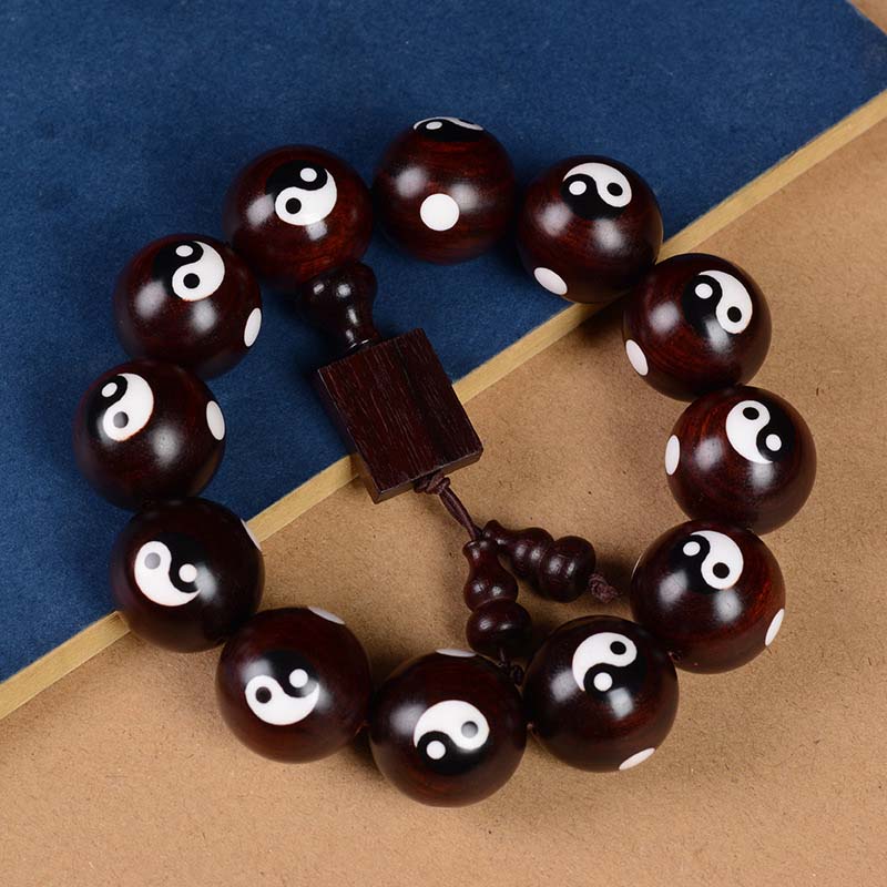 Small Leaf Red Sandalwood Yin Yang Protection Bracelet