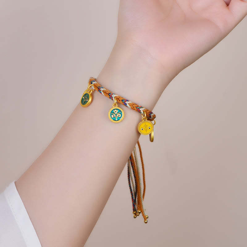 Handmade Tibetan Multicolored Rope Five God Of Wealth Luck Bracelet