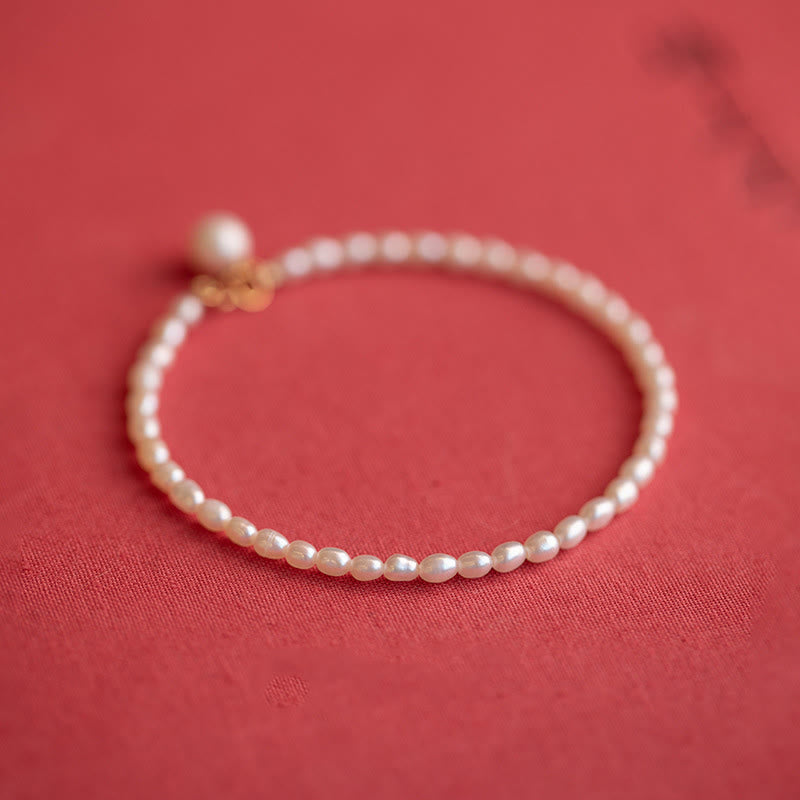 2mm Natural Pearl Ultra-thin Beads 14k Gold Plated Copper Wisdom Bracelet