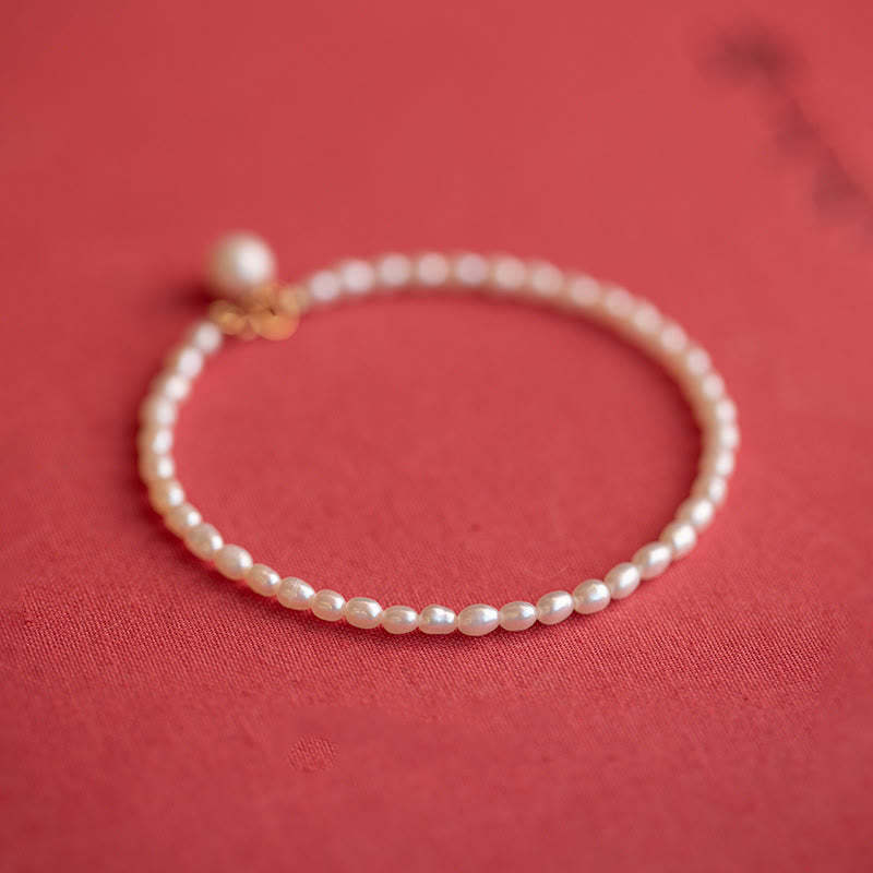 2mm Natural Pearl Ultra-thin Beads 14k Gold Plated Copper Wisdom Bracelet