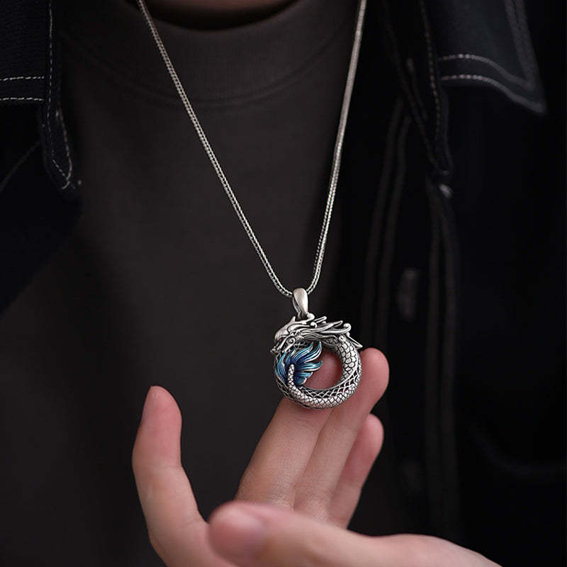 999 Sterling Silver Year Of The Dragon Auspicious Peace Buckle Carved Success Necklace Pendant (Extra 30% Off | USE CODE: FS30)