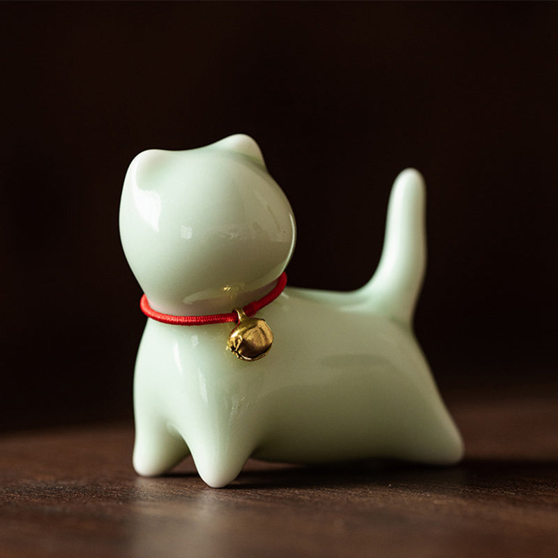 Mini Small Cute Cat Tea Pet Ceramic Home Desk Figurine Decoration