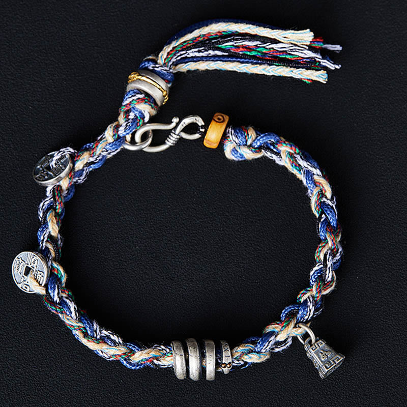925 Sterling Silver Coins Scales Charm Handmade Blessing Bracelet