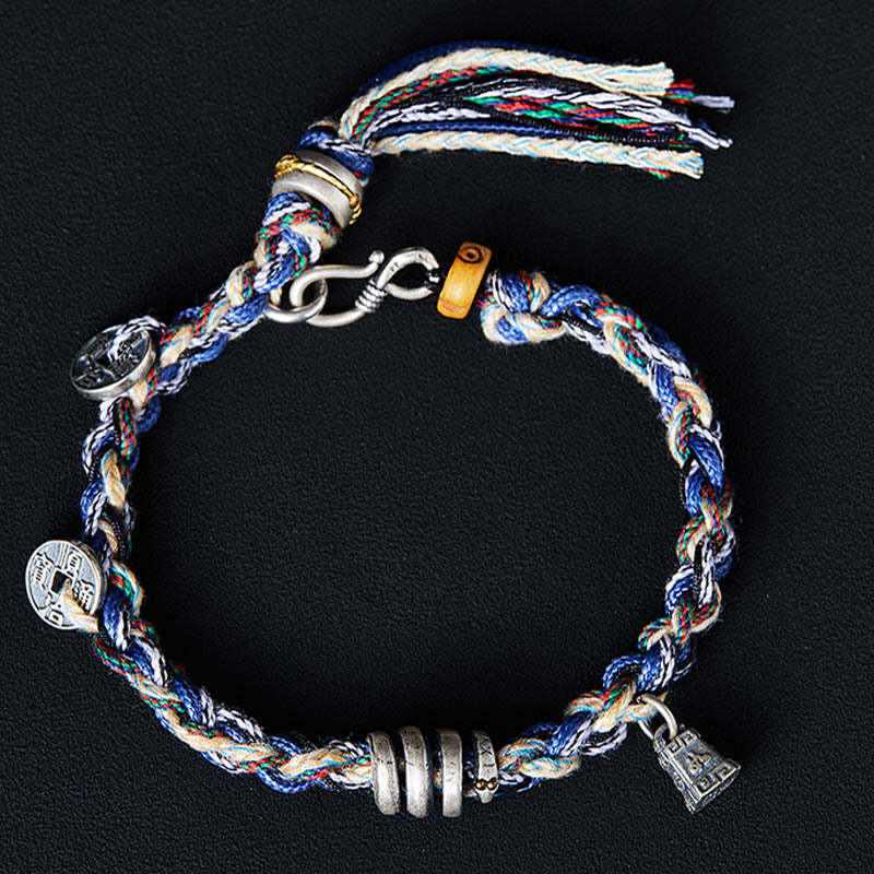 925 Sterling Silver Coins Scales Charm Handmade Blessing Bracelet