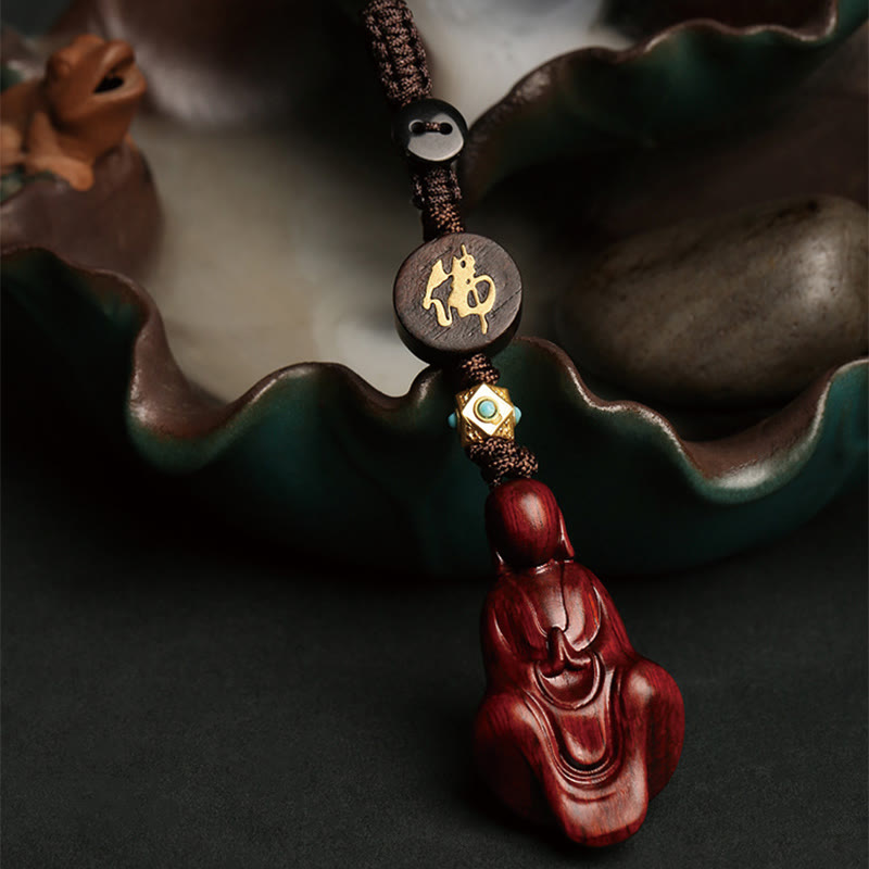 Small Leaf Red Sandalwood Formless mystic zen Protection Key Chain
