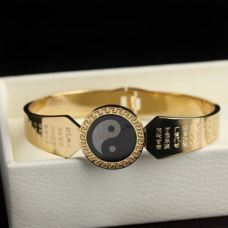 Yin Yang Lotus Om Mani Padme Hum Mantra Titanium Steel Harmony Bracelet Bangle