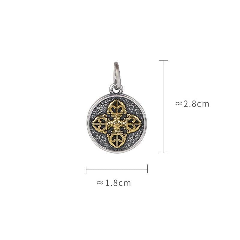 925 Sterling Silver Double Dorje Vajra Blessing Necklace Pendant