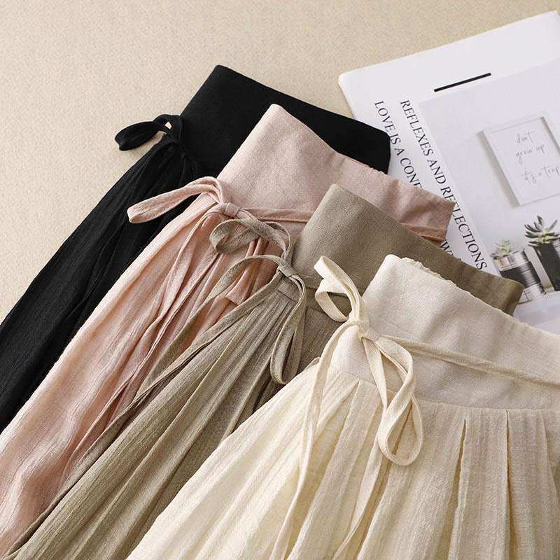Casual Solid Color Lace-up Women's Wide Leg Pants