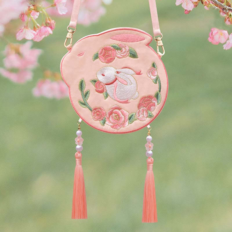 Embroidery Lucky Panda Cat Shiba Inu Deer Rabbit Fox Flower Cute Animal Hanfu Bag Crossbody Bag Shoulder Bag