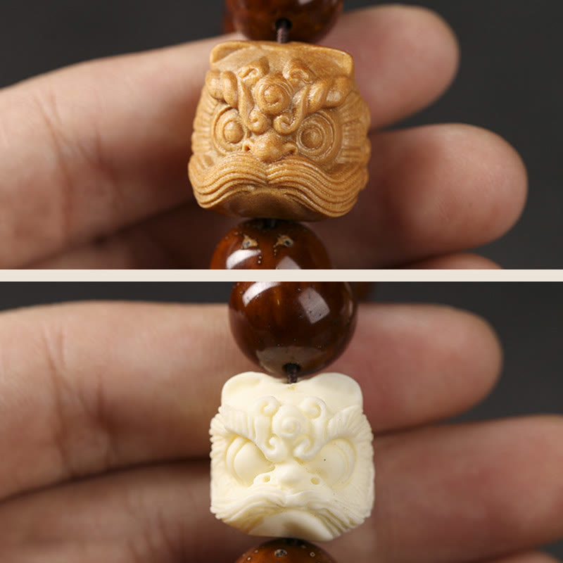 Purple Bodhi Seed Dancing Lion Wisdom Bracelet
