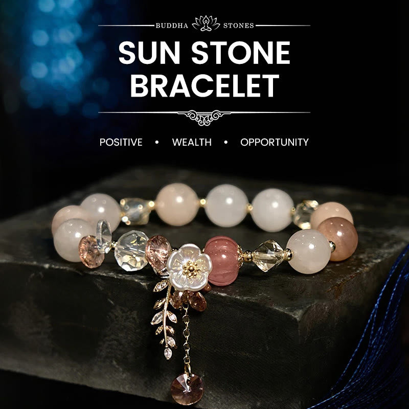 Blue Crystal Amethyst Sun Stone Green Aventurine Healing Bracelet