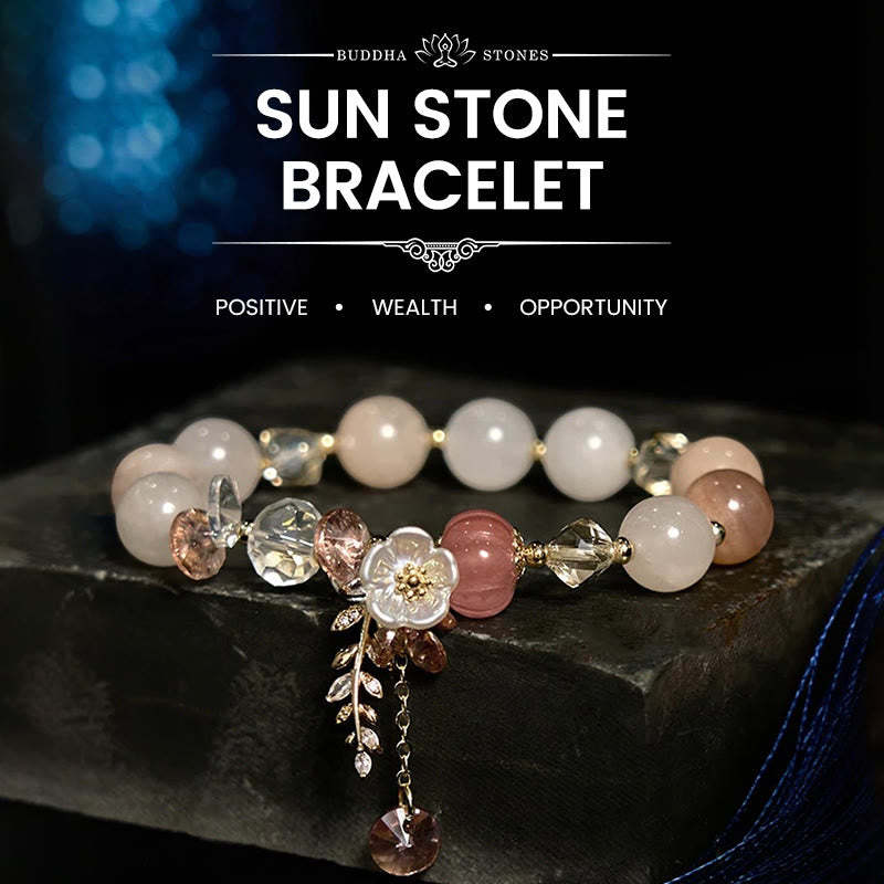 Blue Crystal Amethyst Sun Stone Green Aventurine Healing Bracelet
