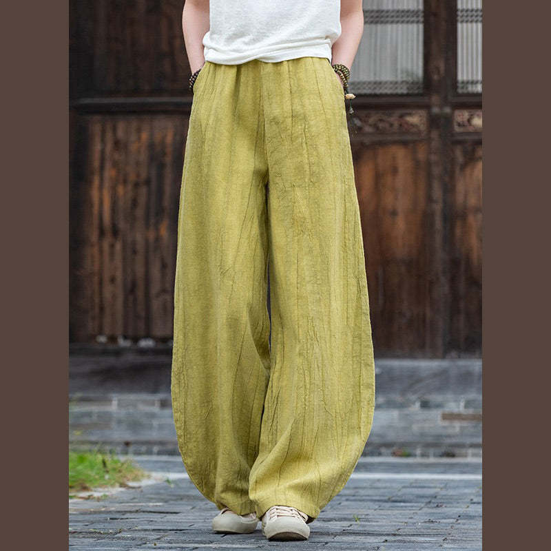 Ramie Cotton Linen Pants Tie-dye Design Trousers Loose Zen Yoga Women's Pants with Pockets