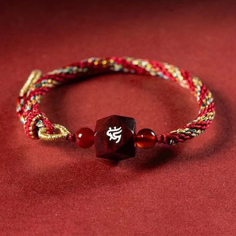 Chinese Zodiac Natal mystic zen Small Leaf Red Sandalwood Red String Protection Bracelet
