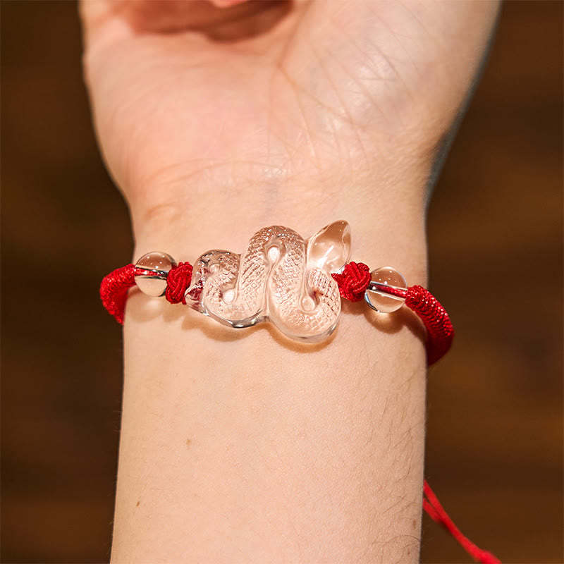 Lucky Healing The Year of The Snake 2025 Jade White Crystal Red String Protection Bundle
