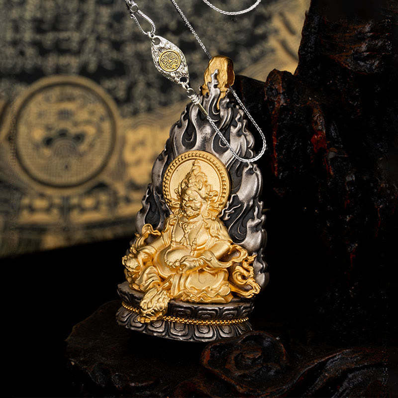925 Sterling Silver Tibet Yellow Jambhala God of Wealth Blessing Necklace Pendant