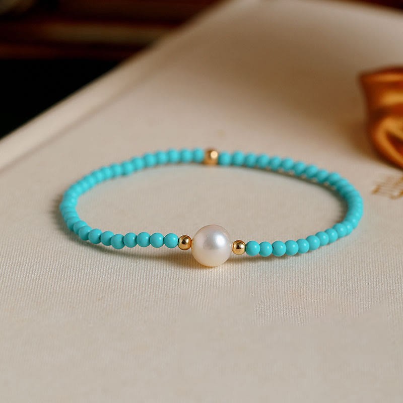 Turquoise Red Agate Pearl Small Beaded Protection Bracelet