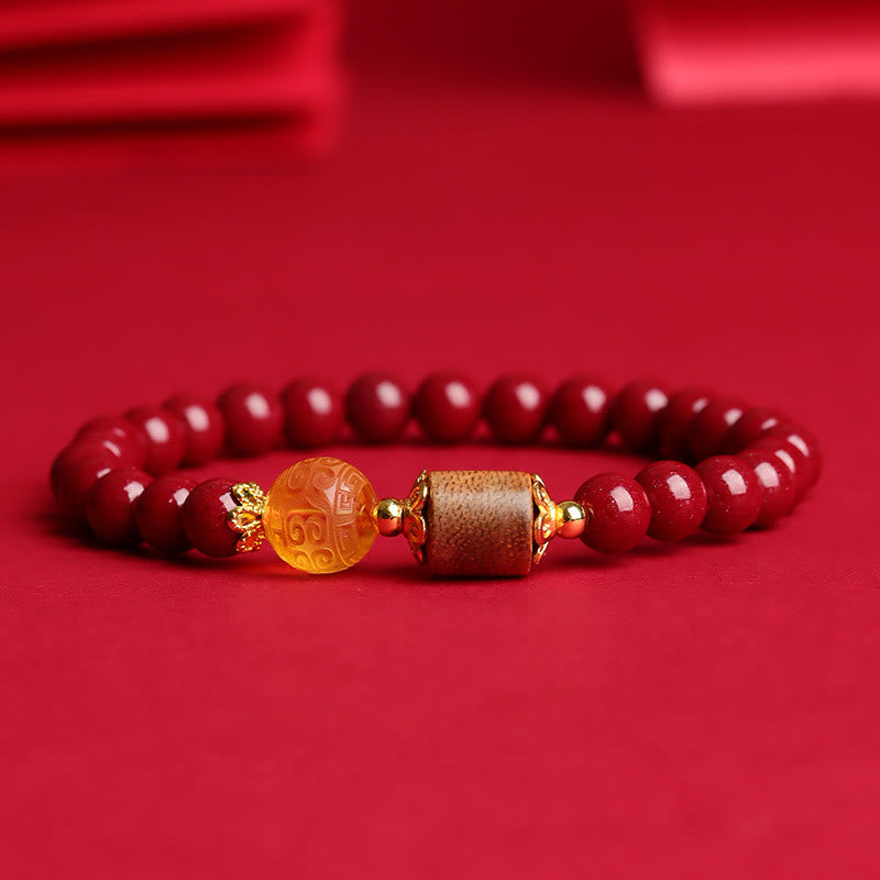 Cinnabar Amber Agarwood Blessing Bracelet